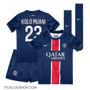 Paris Saint-Germain Randal Kolo Muani #23 Prima Maglia Bambino 2024-25 Manica Corta (+ Pantaloni corti)